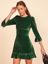 NWT Reformation Green Velvet Mountain Dress Size 4