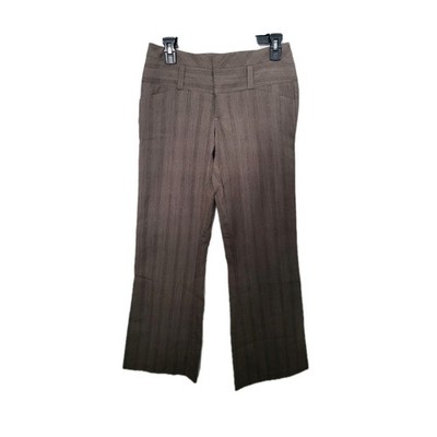 Maurices Dress Pants Womens 1/2 Brown Textured Stripe Bootcut Mid Rise Trousers