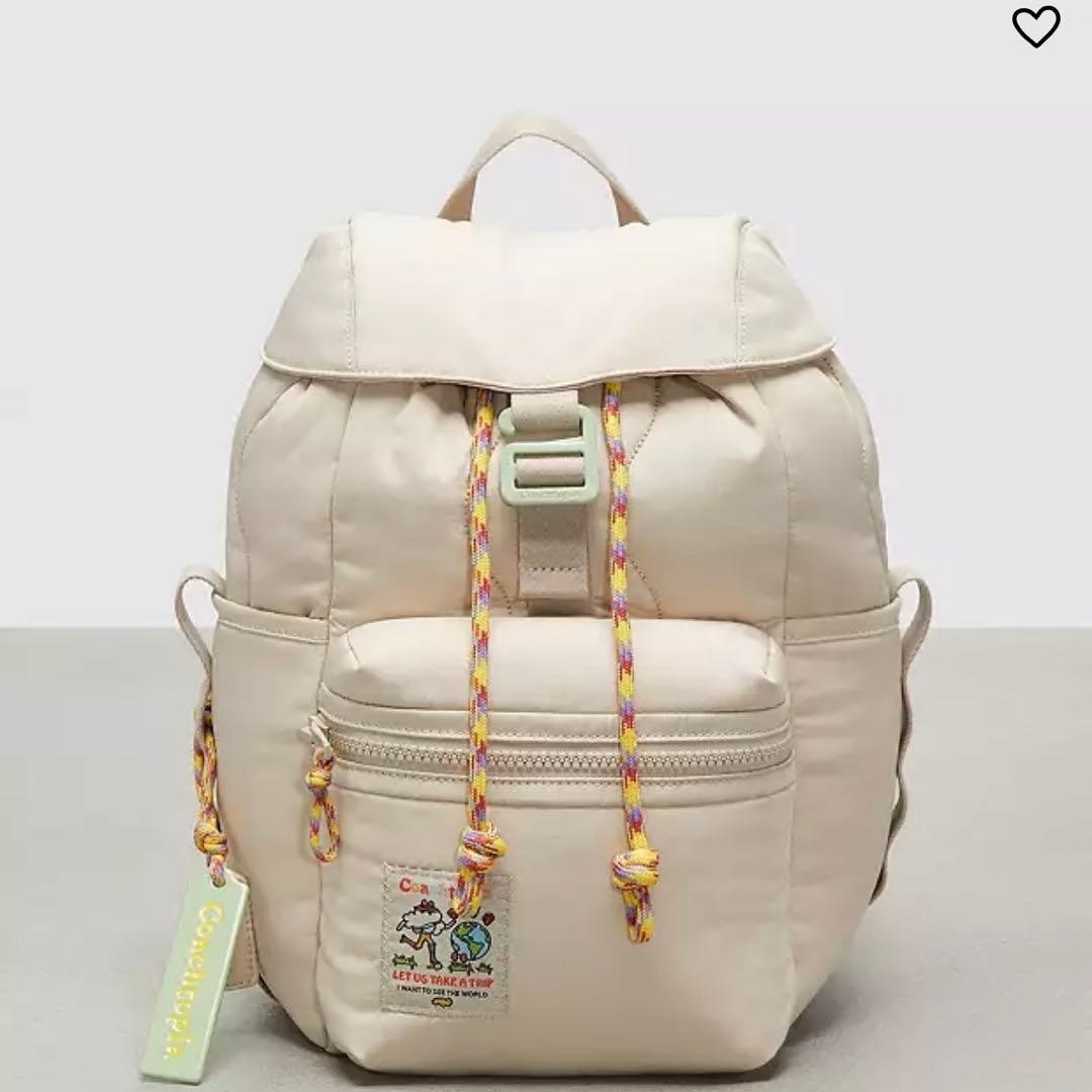 COACH Loop Mini Backpack Recycled Polyester Beige… - image 1