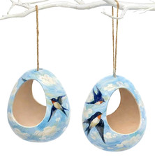 Paint Your Own Ceramic Bird Feeders Set of 2 – Hanging Egg Shape Bisque Blanks