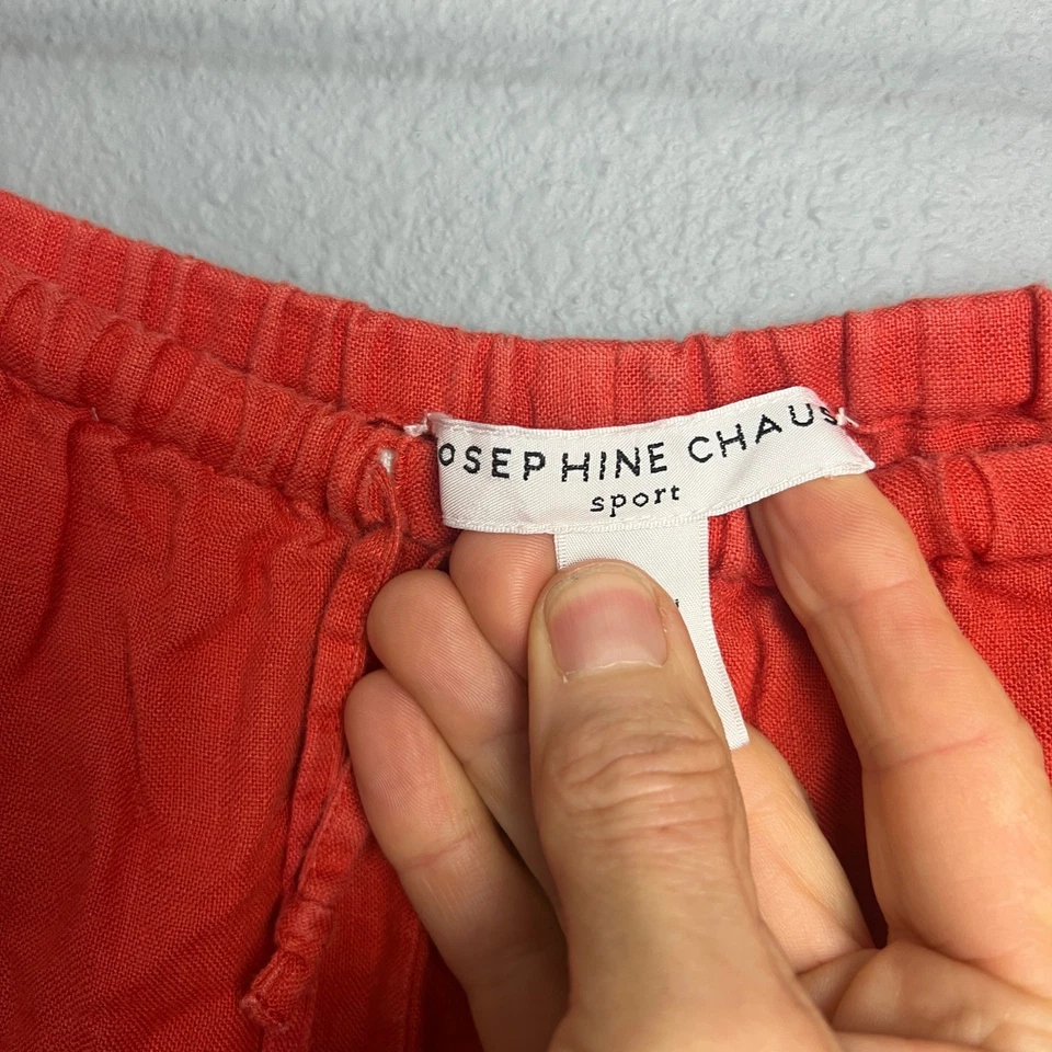 Pantalones deportivos Josephine Chaus de lino coral cordón cintura elástica abuela costera Foto 4 de 4