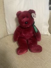 Collectible authentic Ty Teddy The Cranberry Bear Beanie Buddy.