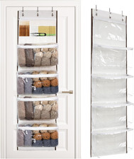 Hanging Yarn Organizer with 5 Zippered Compartments and 3 Hooks