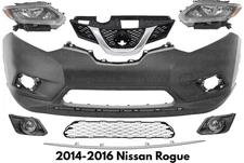Front Bumper Cover Paintable & Grille Assembly Kit For 2014-2016 Nissan Rogue