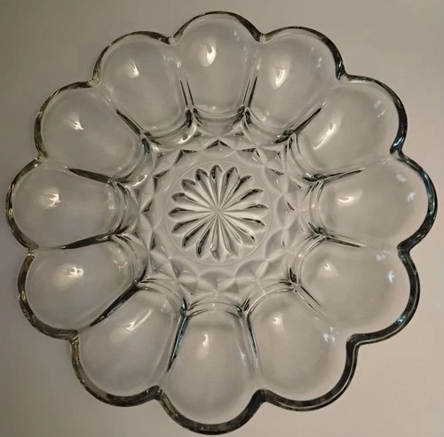 Vtg Anchor Hocking Fairfield Deviled Egg Plate 10" Excellent Shape