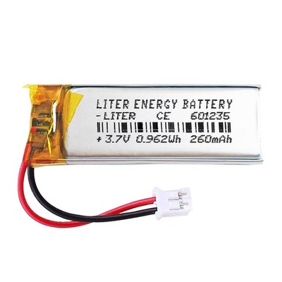 Akku 601235 LiPo 3,7V 260mAh 0,962Wh Wiederaufladbar PH2.0 Stecker (JST-PHR-02)