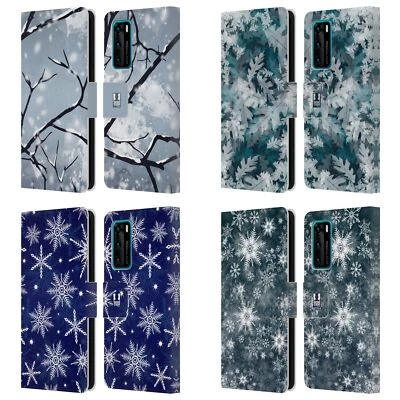 HEAD CASE DESIGNS WINTER PRINTS LEATHER BOOK WALLET CASE FOR HUAWEI PHONES 4 - Image 1 of 4
