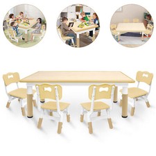 Gruppo Seggiolino Tavolo Bambini Set Altezza Regolabile 1 Tavolo 4 Sedie Zona Seduta DE