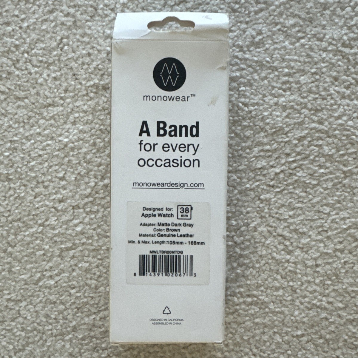 Monowear Watch Band for Apple Watch 38mm 40mm Brown Dark Gray