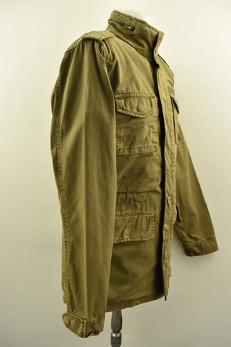 ALPHA INDUSTRIES Mens Jacket Outdoor Collared Green Brown 100% Cotton Coat sz M - Picture 2 of 15