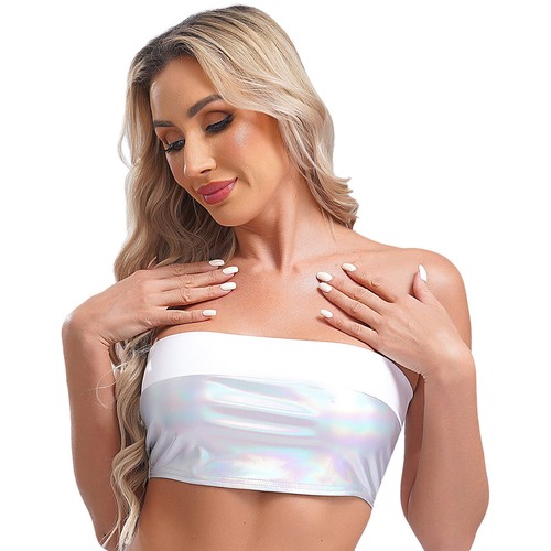 Women Crop Top Patent Bra Push Up Vest Female Blouse Stretchy Bustier Workout - Bild 51 von 74