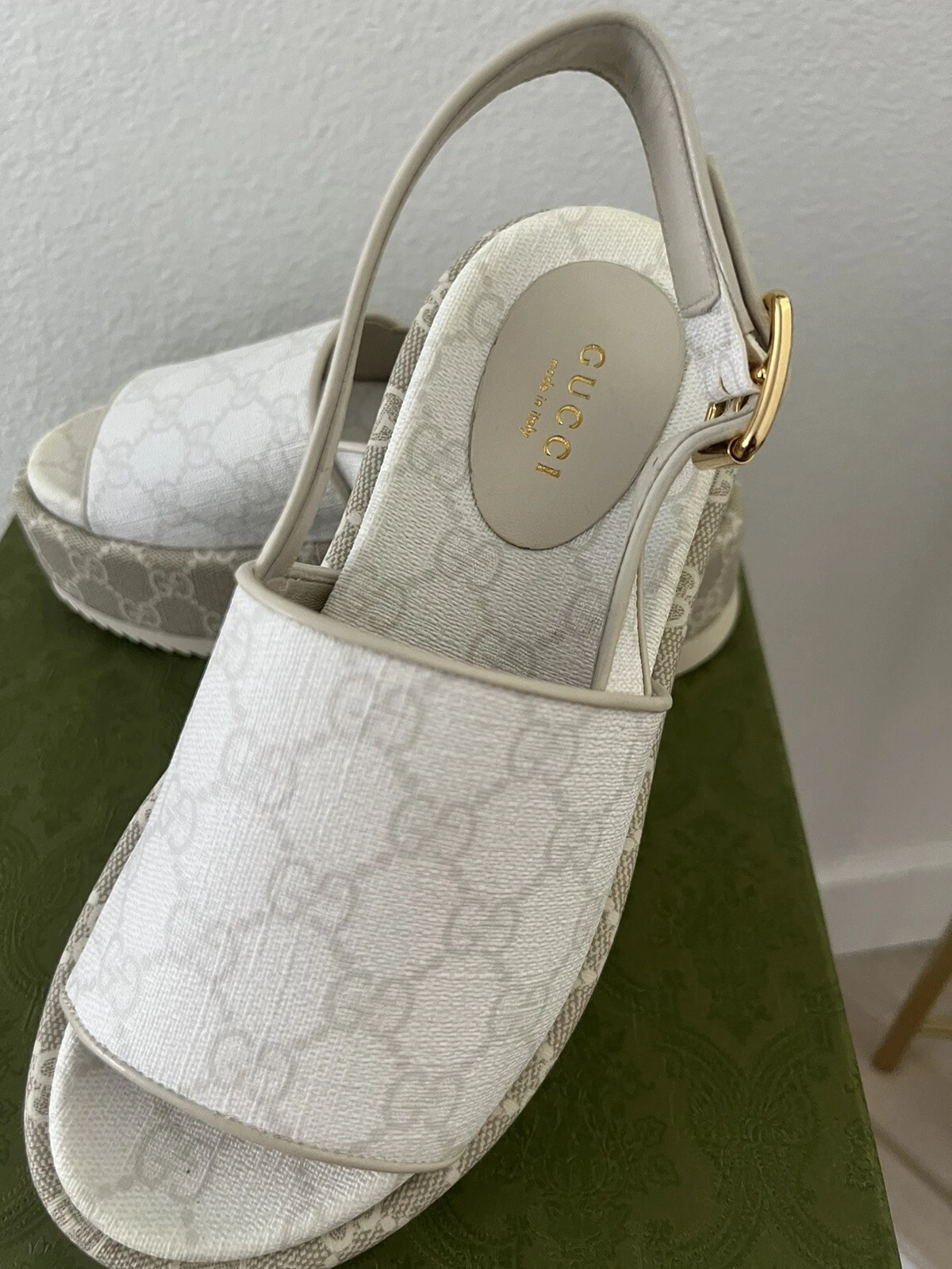Sandales à plateforme Gucci GG Supreme Slingback pour femme taille 34 (peut s’adapter jusqu’à US 5,5)
