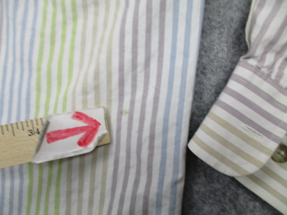 Pendleton Shirt Mens Medium Green Blue Striped Button Up Adult Cotton * - Image 4 of 4