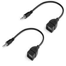 2x 3.5mm 1/8 inch AUX Audio Plug Male to USB 2.0 Female OTG Adapter Converter
