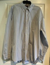 Hilfiger Shirt XXL Long Sleeve Dress Cotton Plaid Blue White EUC Button down