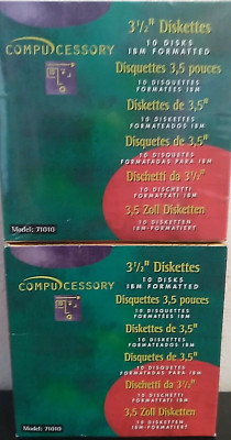 Compucessory 3 1/2'' 1.44MB IBM Formatted Diskettes Floppy Disks 2 Boxes 20 Discs