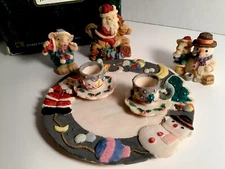 Vintage 1994 Popular Imports Christmas Miniature Tea Set