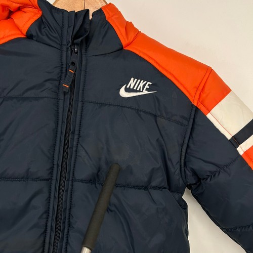 Nike Jacket Boys 5 Blue Orange Full Zip Winter Puffer Hooded Outdoor Lined - Picture 4 of 9