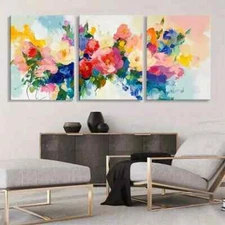 3pcs Abstract Floral Blooming Artistic Perfect Wall Art Canvas Framed 50x70cm