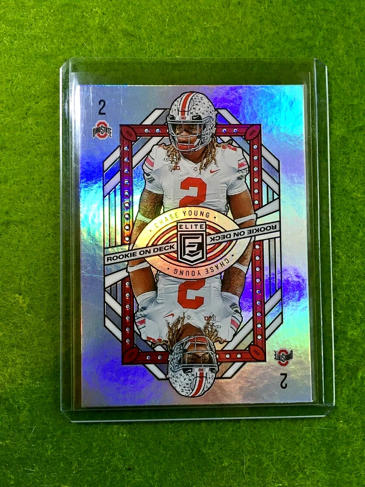 CHASE YOUNG SILVER PRIZM CAMISA CARTÃO DE NOVATO #2 OSU RC 2020 Elite ROOKIE ON DECK