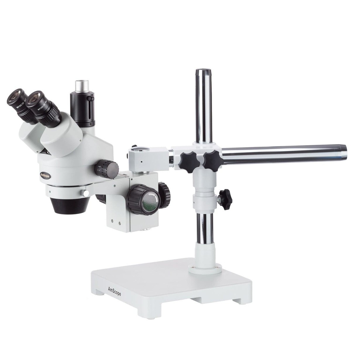 AmScope 3.5X-90X Trinocular Stereo Zoom Microscope on Single Arm