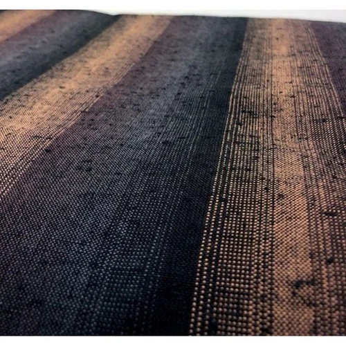 SHIMOGAWA KURUME KASURI Fabric 4 Standing Rapid Striped Nep Brown - Picture 1 of 4