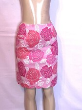 LILLY PULITZER PINK FLORAL STRAIGHT SKIRT W/SCALLOP HEM SZ 4