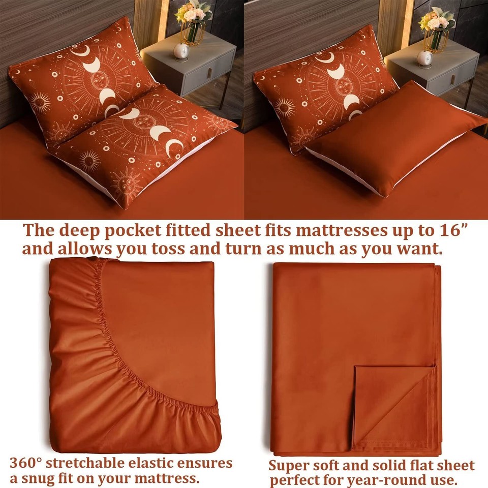 Celestial Bedding Halloween Bed Sets Burnt Orange Comforter Set Sun and