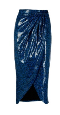 Zadig & Voltaire Jamelia Sequins Leo Skirt Women's Azur $598 Sz 38 Or M, NWT!