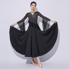 Latin Ballroom Dance Dress Modern Salsa Waltz Standard Long Dress G879 2 Colors