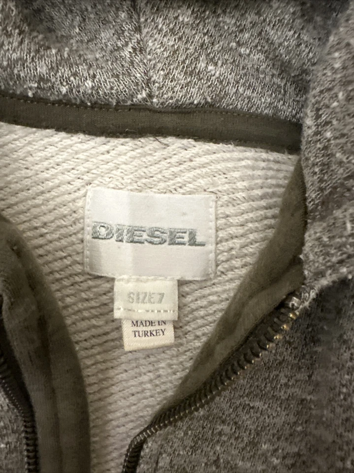 Diesel Niños Cremallera Sudadera con Capucha Gris Claro Talla 7/126cm Foto 3 de 4