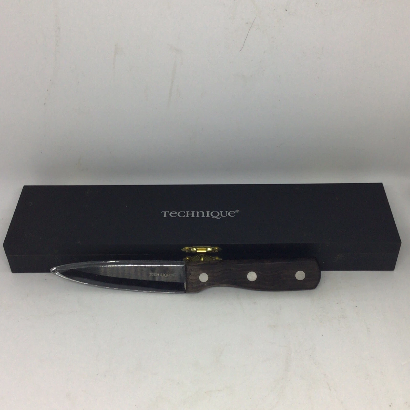 Technique 3 7/8” Blade Kitchen Knife W/ Brown Wooden Laminated Handle+Box&Sheath
