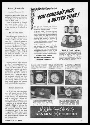 1939 General Electric Appliance Clock Christmas Store Display Vintage Print Ad