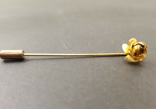 Vintage Goldtoned Rose Stick Pin Brooch Hat Pin - Picture 7 of 9