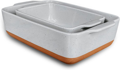 Mora Ceramic Set of 2 Baking Dishes for Casserole, Banana Bread, Brownies, Broil