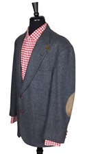 VTG Stafford Men Wool/Lambswool Tweed Elbow Patch Blue Sport Coat Blazer 44R