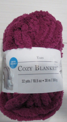 COZY BLANKET .LOOPS AND THREADS.  BOYSENBERRY