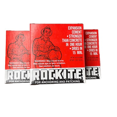 NEW ROCKITE 10001 1LB BOX ANCHORING PATCHING EXPANSION CEMENT PATCH 3 Pack
