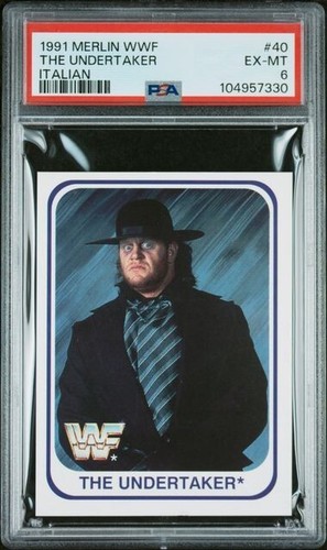 1991 Merlin WWF THE UNDERTAKER Rookie Card Italian 40 PSA 6 Sharp WWE HOF RC #40