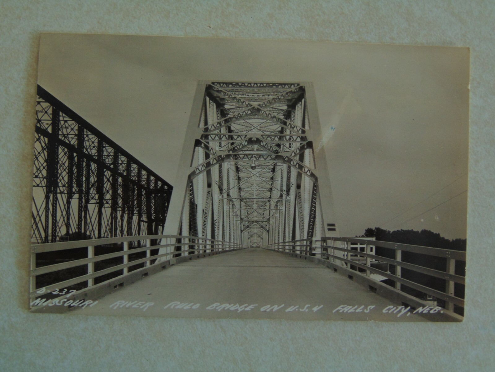 A1440 Postcard Nebraska NE RPPC Missouri River Rulo Bridge Falls City ...