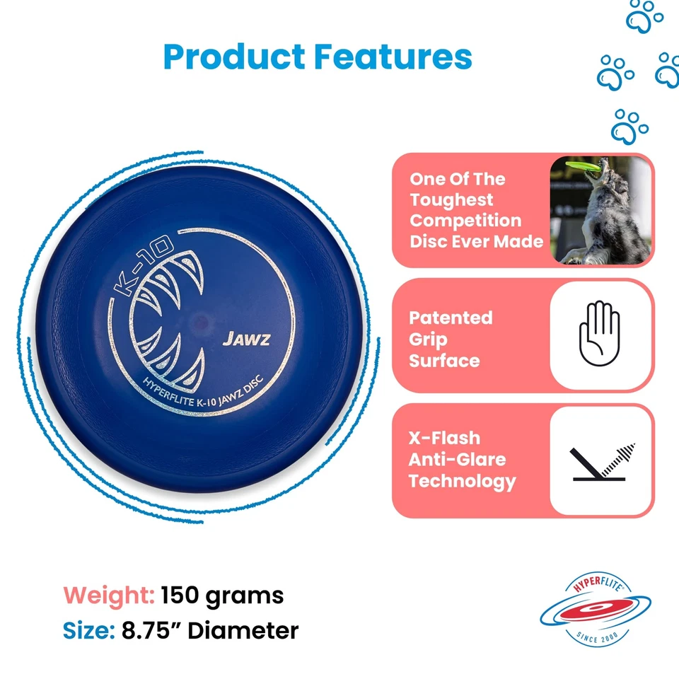 Disco volador Hyperflite K 10 Jawz Blueberry Dog Frisbee para jugar al aire libre Foto 2 de 4