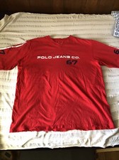 RALPH LAUREN 67 Polo Jeans LARGE red V Neck T Shirt