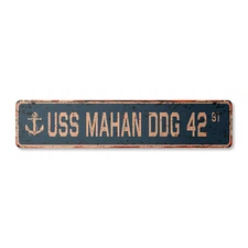 USS MAHAN DDG 42 Vintage Street Sign us navy ship veteran sailor rustic gift