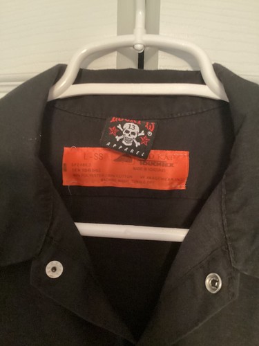 Vintage Lucky 13 Red Kap Touchtex Black Button Down Short Sleeve Work Shirt L - Picture 3 of 5