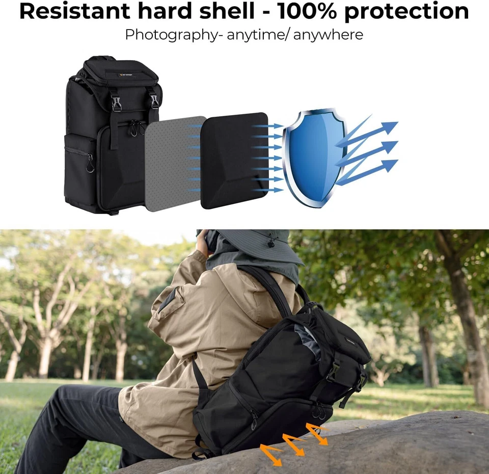 K&F Concept Camera Backpack Hard Shell Camera Large Photography Bag for DSLR SLR - Image 3 of 4