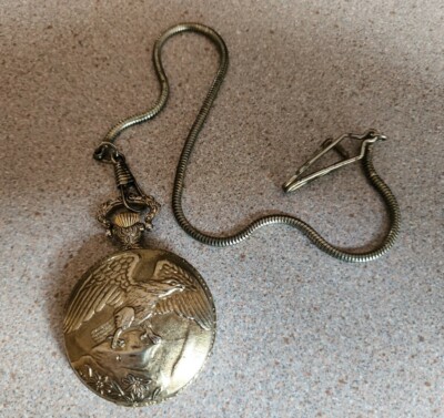 Pocket Watch Henry V Silver Tone Antimagnetic Eagle Cover
