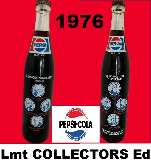 NEW Pepsi-Cola '76 Bicentennial Bottle 16 oz VA Mother State of