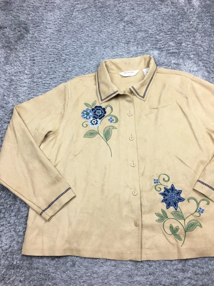 Camisa Bechamel Abotonada Mujer Talla 2X Beige Tostado Gamuza-Como Poliéster Foto 3 de 4