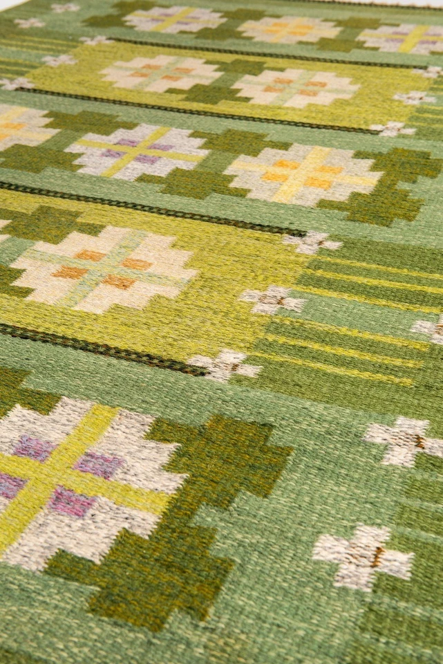 Green Swedish Marianne Richter Inspired Area Rug for Living Room Office Bedroom - Image 3 of 3