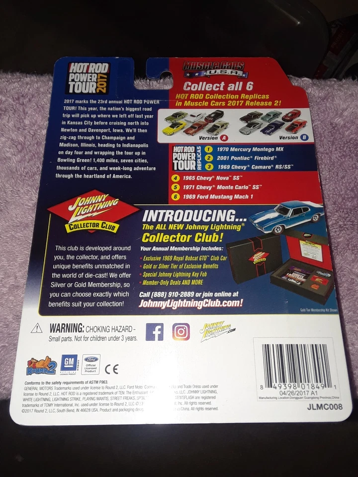 Raro 1 de 768 Johnny Lightning 1969 Camaro RS/SS 2017 Hot Rod Power Tour Difícil de encontrar Foto 4 de 4